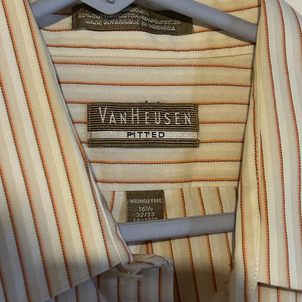 Van Heusen Mens True Vintage Long Sleeve Button Up Dress Shirt Striped 32/33
